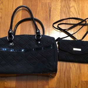 Black Vera Bradley Medium Size Bag with Matching Crossbody/Wallet
